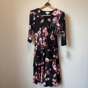 Signature by Robbie Bee floral ruffle bottom dress